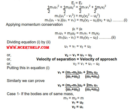 Elastic collision expresssion